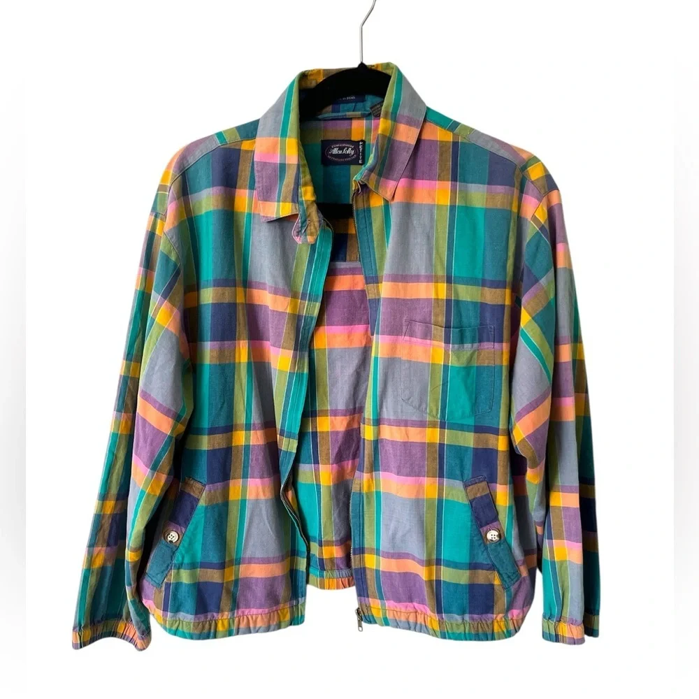 Allen Solly Vintage Madras Plaid Jacket, Petite L - Picture 1 of 12